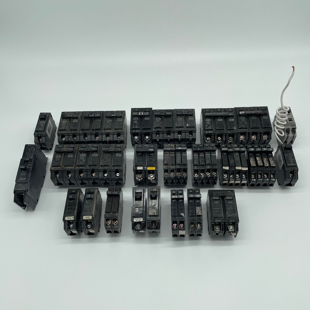 Lot of 36 GE Circuit Breakers 20A 60A 100A 1 & 2 Pole THQL THQP AFCI GFCI
